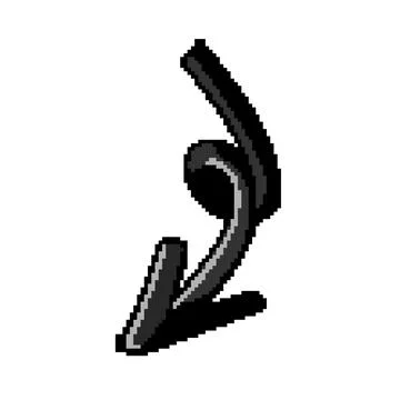Black looping arrow pointing down indicating direction Illustrazione stock