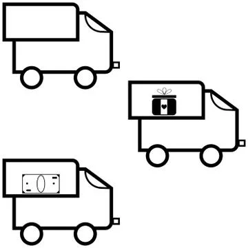 Black lorry - icons set. Stock Illustration