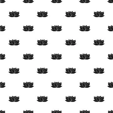 Black lotus flower seamless pattern on white background Stockillustratie