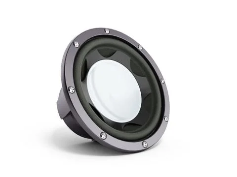 Black loudspeaker 3d render isolated over white Stock Illustration
