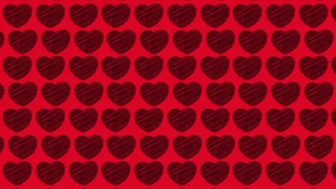 Black Love Heart scribble pattern animation in red background Stock Footage 305069102
