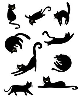 Black lovely cats Stock Illustration