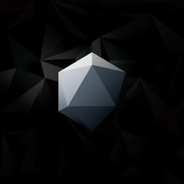 Black low poly 3d vector background with white diamond in the middle Stock Illustration