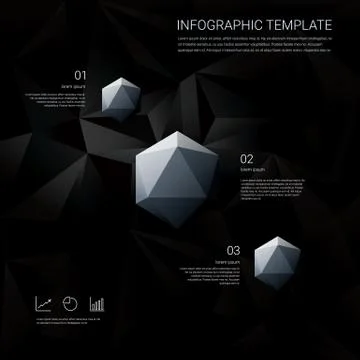 Black low poly background with infographics menu options for business Stock Illustration