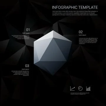 Black low poly background with infographics menu options for business Stock Illustration