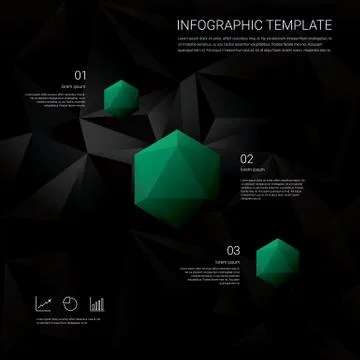 Black low poly background with infographics menu options for business Stock Illustration