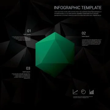 Black low poly background with infographics menu options for business Stock Illustration