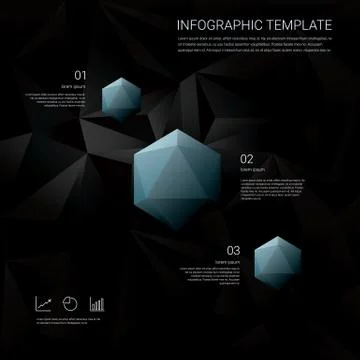 Black low poly background with infographics menu options for business Stock Illustration