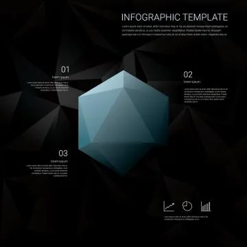 Black low poly background with infographics menu options for business Stock Illustration