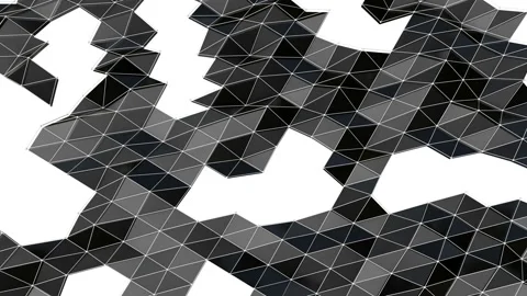Black low poly background with white mesh. abstract looping animation. 3d render 스톡 동영상 140091475