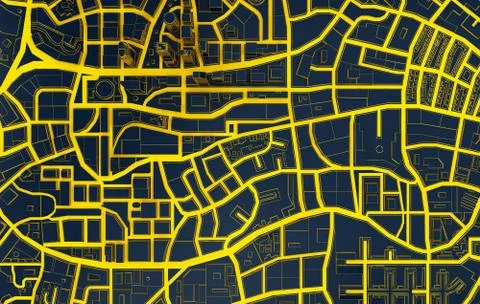 Black low poly city top view 3d rendering Stock Illustration