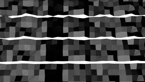 Black low poly stripes are slowly deformed. abstract animation. 3d rendering Stock Footage 98708143