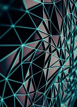 Black low polygonal background with blue illumination, 3d illustration. 스톡 일러스트