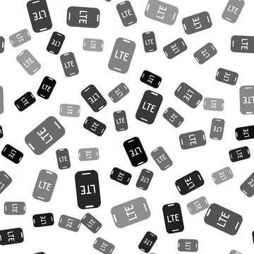 Black LTE network icon isolated seamless pattern on white background. Vector Stock Illustration