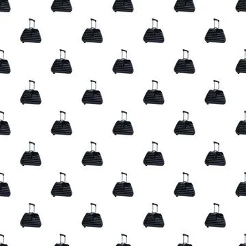 Black luggage bag repeating pattern on white background Stock Illustration