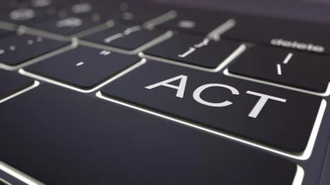Black luminous computer keyboard and act key. Conceptual 3D rendering イラスト素材