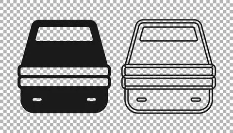 Black Lunch box icon isolated on transparent background. Vector Stock Illustration