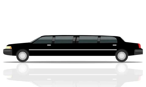 Black luxurious limousine vector illustration isolated on white background. Stock Illustration