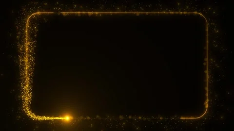 Black luxury background golden rectangle frame, sparkling particles, warm glow, Stock Footage 340401777