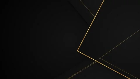 Black luxury geometric background sharp gold diagonal lines, dark layered panels Stock Footage 340471116