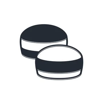 Black Macaron cookie icon isolated on white background. Macaroon sweet bake.. Stock Illustration