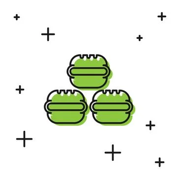 Black Macaron cookie icon isolated on white background. Macaroon sweet bake.. Stock Illustration