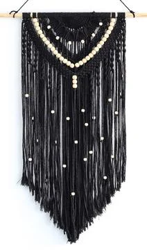 Black macrame with beads Stock Photos