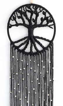 Black macrame tree of life Stock Photos