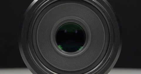 Black macro camera lens, zoom-in video Stock Footage 334002318