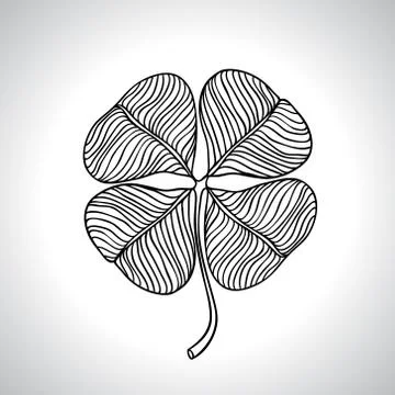 Black macro clover leaf natural isolated. Vector illustration Stock Illustration