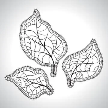 Black macro leaf natural isolated. Vector illustration Stock Illustration