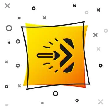 Black Magic arrow icon isolated on white background. Yellow square button. .. Stock Illustration