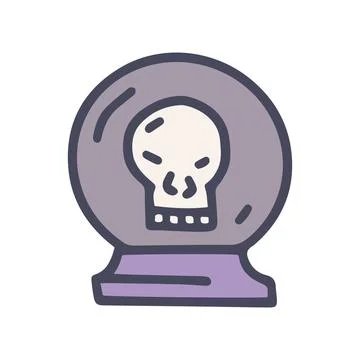 Black magic ball color vector doodle simple icon Stock Illustration