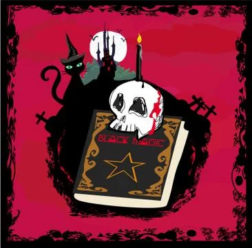 Black magic book - abstract vector for halloween Stock Illustration