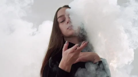 Black magic curse occult ritual woman in smoke Stock Footage 164656602