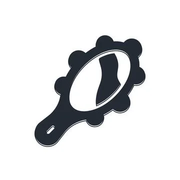 Black Magic hand mirror icon isolated on white background.  Vector Stock Illustration