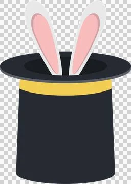 A black magic hat with bunny ears peeking out, evoking illusions and whimsi.. Stock Illustration
