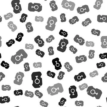 Black Magic rune icon isolated seamless pattern on white background. Rune s.. 库存插图