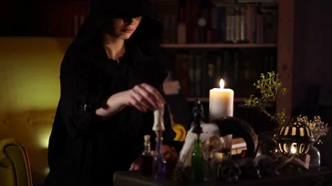 Black magic session with magic elixirs 스톡 동영상 133078325