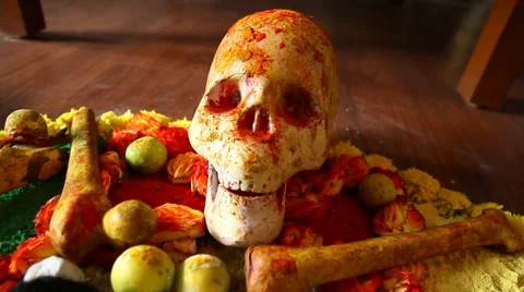 Black magic with skull and bones Vídeos de archivo 43888904