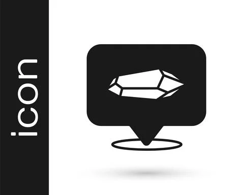 Black Magic stone icon isolated on white background. Fantasy crystal. Jewelry Stock Illustration