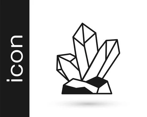 Black Magic stone icon isolated on white background. Fantasy crystal. Jewelry Stock Illustration