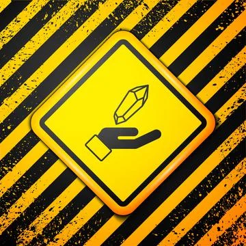 Black Magic stone icon isolated on yellow background. Fantasy crystal. Jewelr Stock Illustration