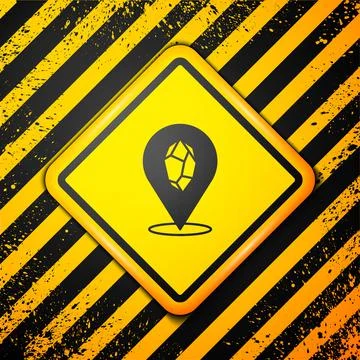 Black Magic stone icon isolated on yellow background. Fantasy crystal. Jewelry Illustrazione stock