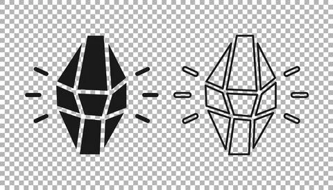 Black Magic stone icon isolated on transparent background. Fantasy crystal. J Illustrazione stock