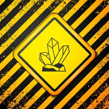 Black Magic stone icon isolated on yellow background. Fantasy crystal. Jewelr Illustrazione stock