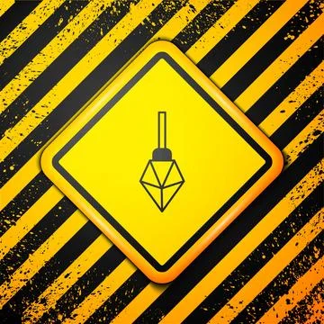 Black Magic stone icon isolated on yellow background. Fantasy crystal. Jewe.. Illustrazione stock