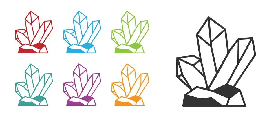 Black Magic stone icon isolated on white background. Fantasy crystal. Jewel.. Illustrazione stock