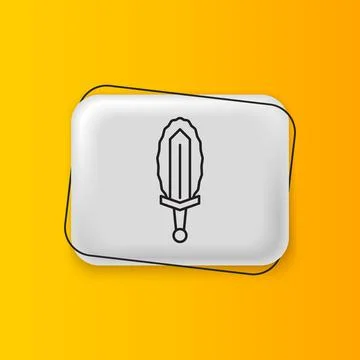 Black Magic sword in fire icon isolated on yellow background. Fiery sword. .. Stock Illustration