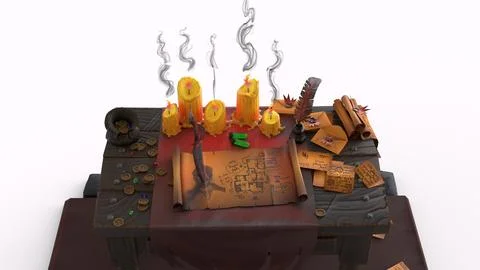 Black magic table with white background Stock Illustration